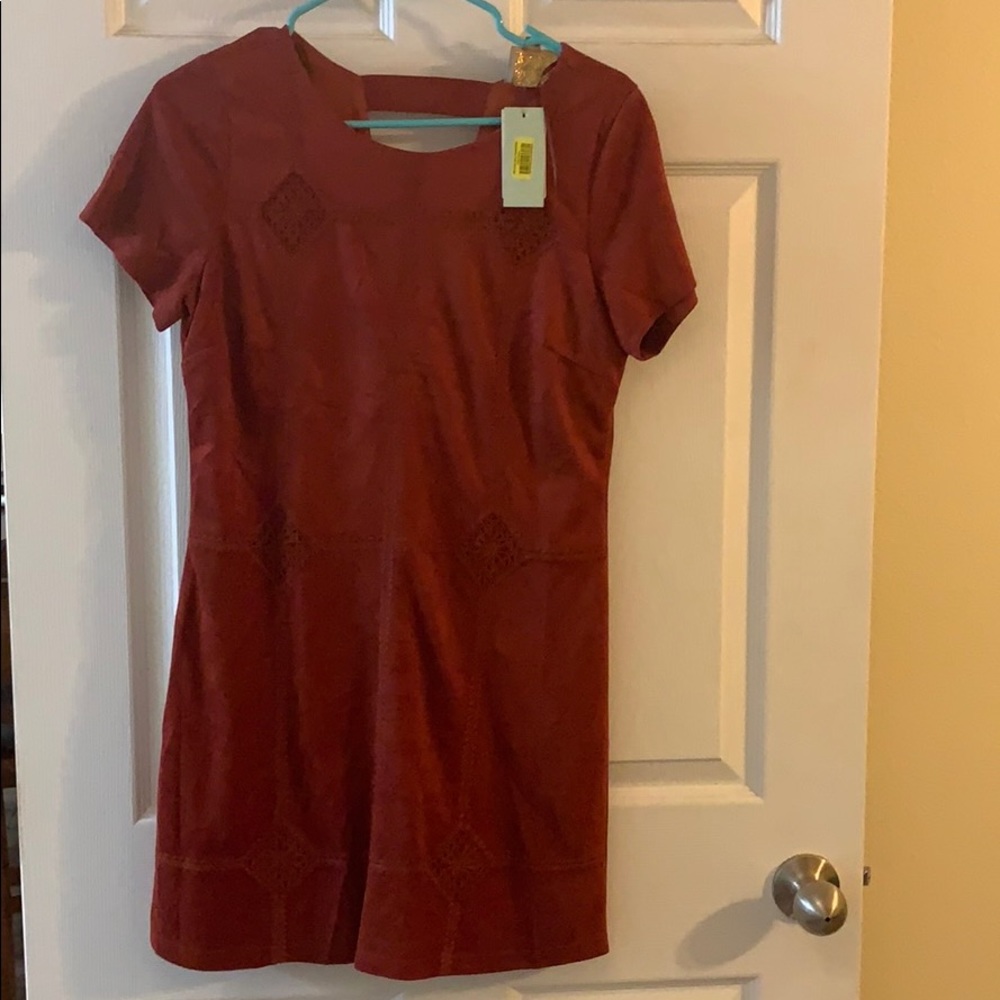 New with tags! Orange skies are blue suede dress